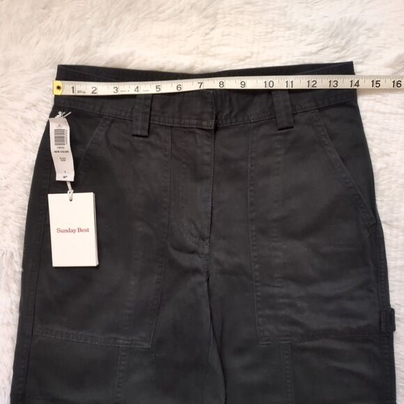 NWT Aritzia Sunday Best Women's Size 4 New Oscar Mid-Rise Carpenter Pants Black - Picture 6 of 12